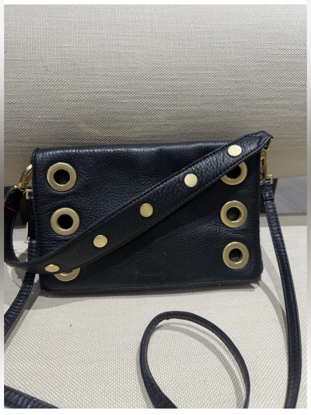 Authentic $495 HAMMIT Montana Clutch Black Leather / Gold Metal Shoulder Bag sm - Picture 3 of 16